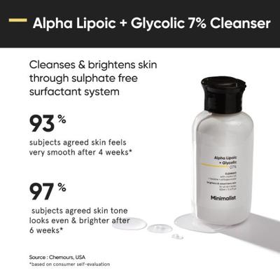 Minimalist Anti Pigmentation Kit with Alpha Lipoic + Glycolic 07% Cleanser, Alpha Arbutin 02% Serum and sunscreen SPF 50 180 gm - Body Sunscreen