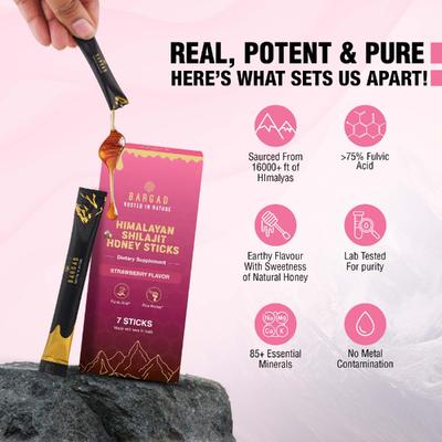 Bargad Himalayan Shilajit Honey Sticks - Strawberry Flavour 7's - Speciality Medicines