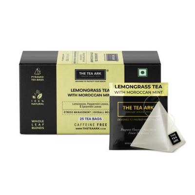 The Tea Ark Organic Tea Bags- Lemongrass Tea with Moroccan Mint (Spearmint) & Peppermint 25's - Green/Herbal Teas