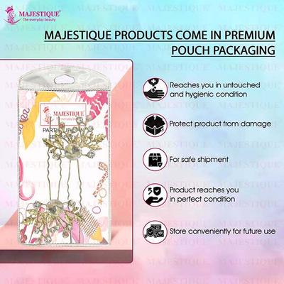 Majestique Flower Hair Clips Accessories Crystal Rhinestone Bridal Pin For Women, Girls 2's - Hair Clips/Bands