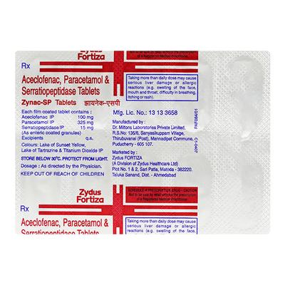 Zynac SP Tablet 10'S - Pain relief-Nsa