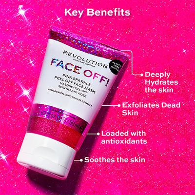 Revolution Skincare Pink Glitter Face Off Mask 50 ml - Masks & Peels