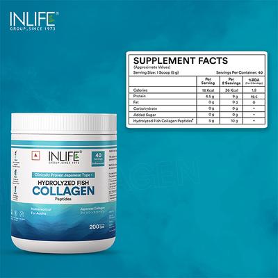 Inlife Hydrolyzed Fish Collagen Powder - Unflavoured 200 g - Hair & Skin