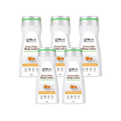 Globus Naturals Honey Malai Body Lotion, Enriched with Tulsi and Chandan, for Deep Nourishment, 200ml each 5's - Creams, Lotions & Oils