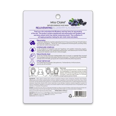 Miss Claire Nature Essence Face Mask Rejuvenating - Blue Berry & Acai Berry 25ml - Masks & Peels