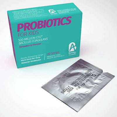 BonAyu Probiotics 500 Million CFU Mouth Dissolving Strips for Kids - Strawberry 30's - Digestive Health