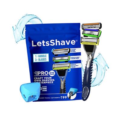 Letsshave Trial Pack For Men With Shave Foam (Razor With 3 Premium Blades)+Shave Foam 1's - Razors & Cartridges