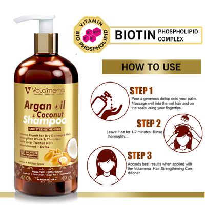 Volamena Hair Strengthening Shampoo - Argan Oil & Coconut 300 ml - Shampoos
