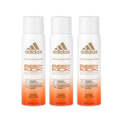 Adidas Energy Kick 24H Compressed 100ml Deodorant Set 3's - Men Deodorants/Roll-Ons