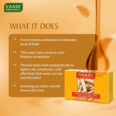 Vaadi Herbals Handmade Soap with Essential Oils - Divine Sandal Skin Lighting Therapy 75gm - Soaps