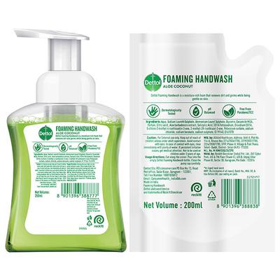 Dettol Foaming Handwash Combo - Aloe Coconut (Pump 250 ml + Refill 200 ml) - Hand Wash & Soaps