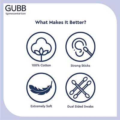 GUBB Cotton Earbuds in PP 100S 40 gm - Make Up Removers