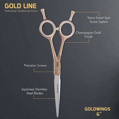 Vega Professional Goldwings 6' Gold Line Hairdressing Scissor (VPPSC-02) 1's - Grooming Kits