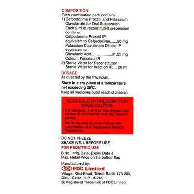 Zipod CV 50mg Oral Suspension 30ml - Bacterial Infections-Cep