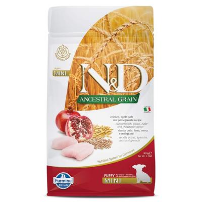 Farmina N&D Ancestral Grain Dog Food - Chicken, Spelt, Oats & Pomegranate (Puppy Mini) 800 g - Petfood
