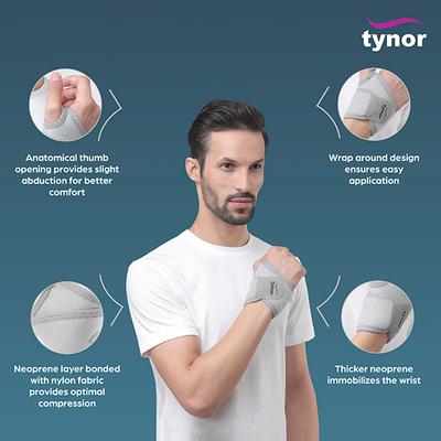 Tynor Wrist Brace with Thumb (Neoprene) (One Size Fits All) (J 03) - Hand/Wrist Supports
