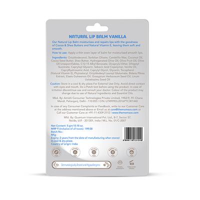 The Moms Co. Natural Vanilla Lip Balm with Cocoa & Shea Butters 5gm - Lip Balms