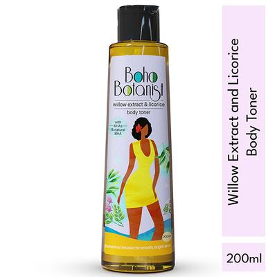 Boho Botanist Body Toner - Willow Bark Licorice AHA BHA, Prevents Strawberry Skin Ingrown Hair 200 ml - Scrubs & Exfoliants
