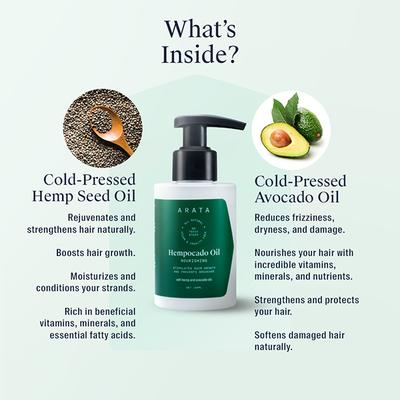Arata Natural Nourishing Hempocado Hair Oil With Hempseed & Avocado Oil 100 ml - Hair Oils