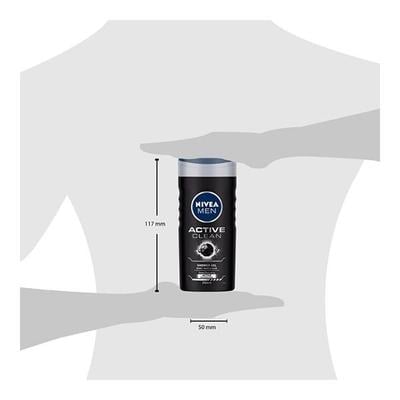 Nivea Men Active Clean Stimulating + Active Charcoal Shower Gel 250ml - Shower Gels & Body Wash