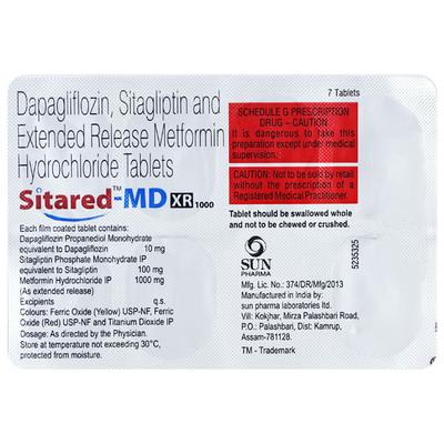 SITARED MD XR 1000 Tablet 7's - Diabetes-Ant