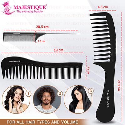 Majestique Professional Wide Comb, Tail Comb, Dresser Hair Comb for All Hair Types and Styles 1's - Hair Combs