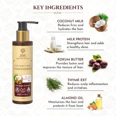 Khadi Essentials Coconut Milk Conditioner with Kokum & Thyme For Soft & Smooth Hair 200 ml - Dry Shampoos & Conditioners