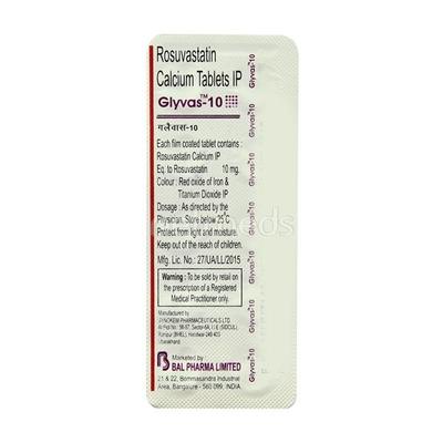 Glyvas 10mg Tablet 10'S - High Cholesterol-Dys