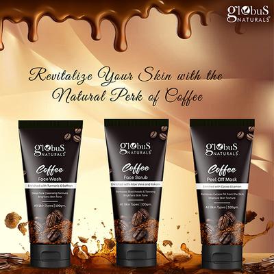 Globus Naturals Diwali Glow Coffee Trio Kit-Face Wash 100gm, Face Scrub 100gm, Peel Off Mask 100gm 1's - Makeup Kits & Sets