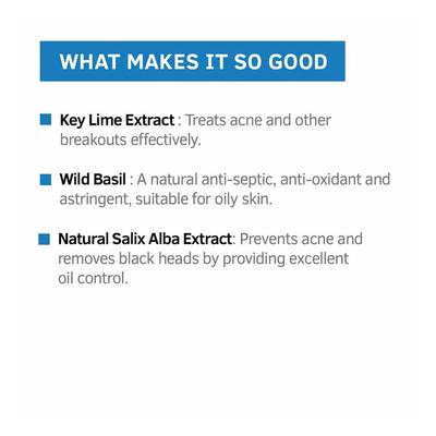 Ustraa Check Acne And Intense Oil Control Face Wash for Oily Skin with Key Lime & Basil 200gm - Face Wash & Cleansers