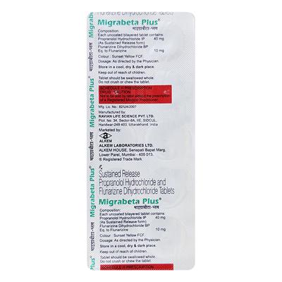 Migrabeta Plus Tablet 10'S - Migraine