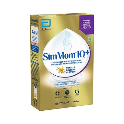 SimMom IQ+ Vanilla Delight Flavour Nutritional Powder 400 gm (Refill Pack) - Nutritional Supplements