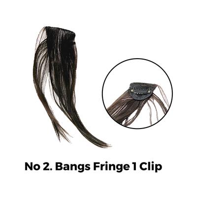 Bronson Professional Hair Extensions Clip-in Bangs Fringe Natural Brown No 2 1's - Hair Clips/Bands