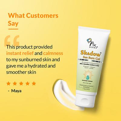 Fixderma Shadow Sun Burn Gel with 20% Aloe Vera Gel & Vitamin E Sunburn Cream for Face 75 gm - Face Packs
