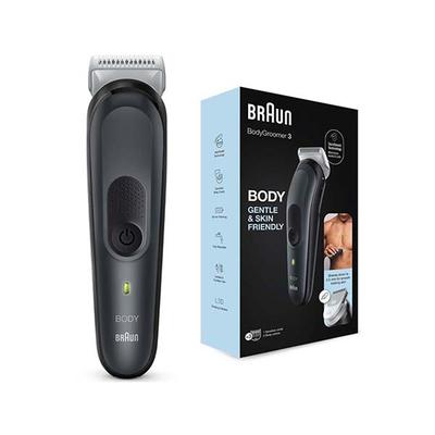 Braun Body Groomer 3 for Men from Gillette, BG3340, Manscaping Tool, SkinShield Technology Gray and Black 330 gm - Grooming Kits