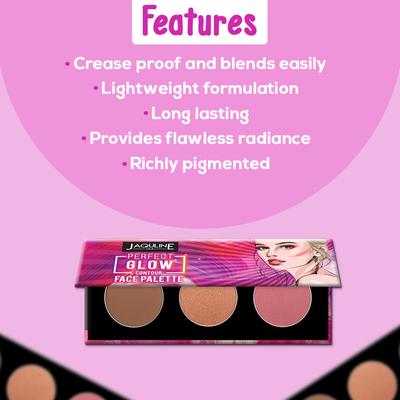 Jaquline USA 3in1 Perfect Glow Contour Face Pallete 02 12 gm - Face Palettes