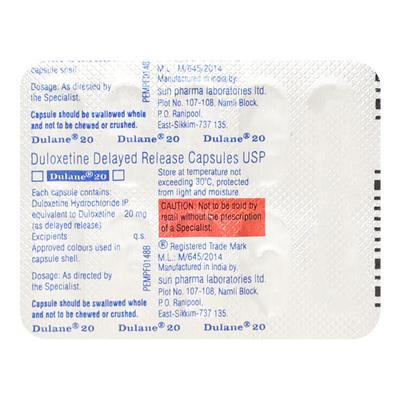 Dulane 20mg Capsule 10'S - Depression-Ant