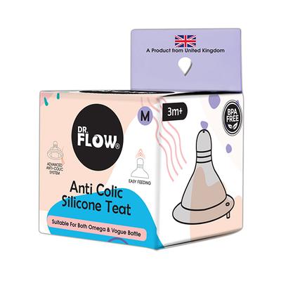 Dr.Flow Anti Colic Silicone Teat - Medium (Pack of 2) - Feeding & Nursing