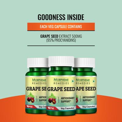 Morpheme Remedies Grape Seed 500 mg Veg Capsule 60's - Herbal Dietary Supplement
