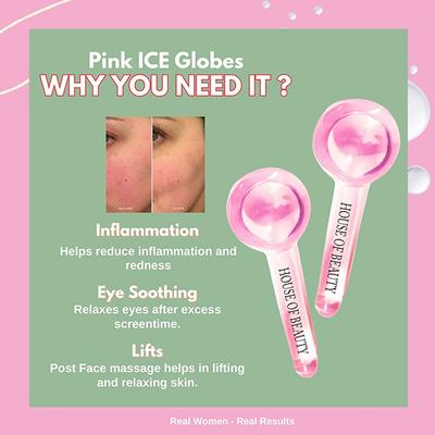 House of Beauty Ice Globe-Pink-Puffy Eyes, Face Lifting, Digital Eyes Stress Reduction (1Pair) 1's - Massagers