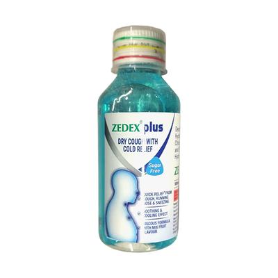 ZEDEX PLUS SUGAR FREE MIX FRUIT FLAVOUR COLD RELIEF Syrup 100ml - Cough And Cold-Cou