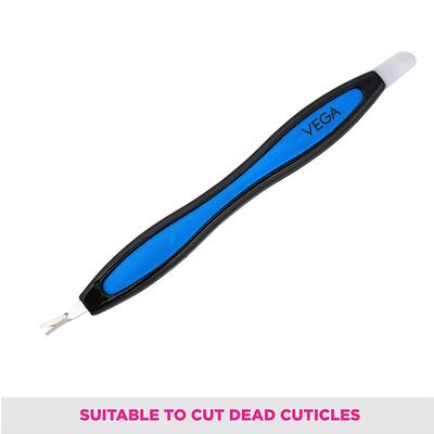 Vega Soft Touch Cutical Trimmer and Pusher, Black, Blue 2's - Tweezers