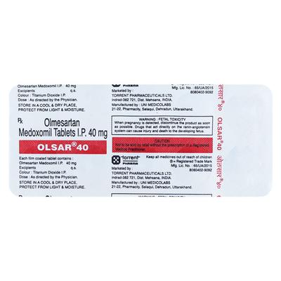 Olsar 40mg Tablet 10'S - Hypertension-Ang