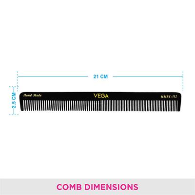 Vega Longitudinal General Grooming Hair Comb for Men and Women, Black (VC2HMBC-112) 2's - Hair Combs