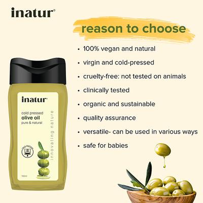 Inatur Cold Pressed - Olive Oil Pure& Natural 100Ml - Massage Oils
