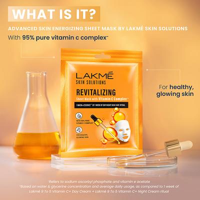 Lakme Skin Solutions Sheet Mask Revitalizing With Vitamin C 25 ml - Sheet Masks