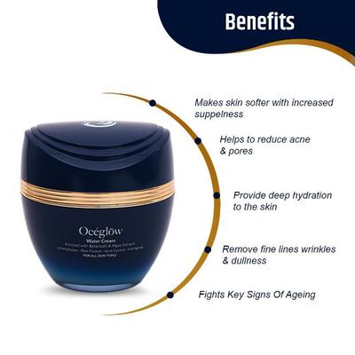 Oceglow Anti Aging Water Face Cream for Women, Reduces fine lines, Wrinkles & Dullness with Hyaluronic Acid & Tea Tree Oil 50 ml - Face Moisturizers