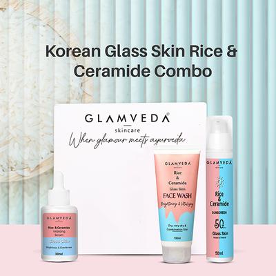 Glamveda Korean Glass Skin Rice & Ceramide 3 Step Daily Skincare Routine 3 Items 1's - Makeup Kits & Sets