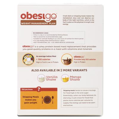 Obesigo Weight Management Plan Powder - Chocolate Shake (Pack of 7 x 50 g) - Weight Loss