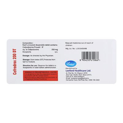 CEFREDROX 200 DT Tablet 10's - Bacterial Infections-Cep